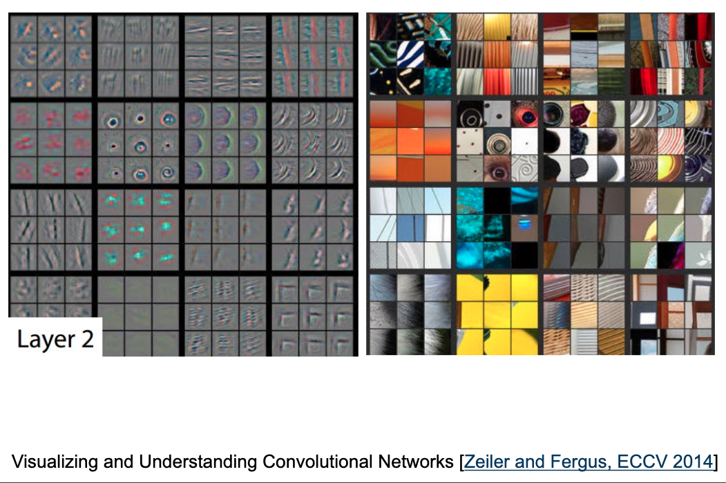 Layer 2: Combination of edge features into shapes or object parts in a convolutional neural network.